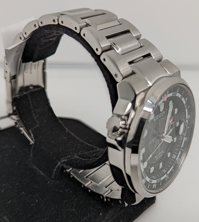 Pre-owned Citizen Endeavor Dual Time Sapphire Crystal Black Dial Men's Watch Bj7140-53e