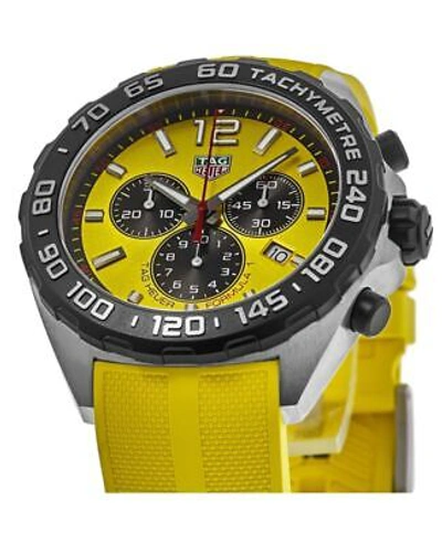 Pre-owned Tag Heuer Formula 1 Quartz Chronograph Yellow Men's Watch Caz101am.ft8054