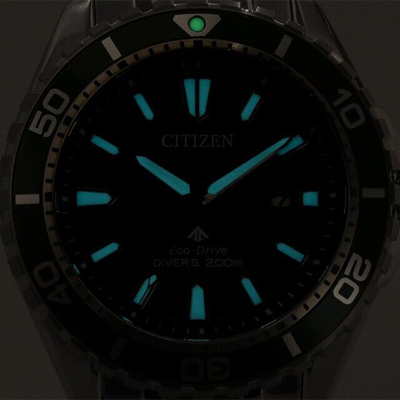 Pre-owned Citizen Promaster Marine Bn0199-53x Green Dial Eco-drive Diver 200m Mens Watch