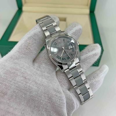 Pre-owned Rolex Datejust, 36mm, Green Slate Roman, Oyster, Fluted, 126234, Unworn, 2023