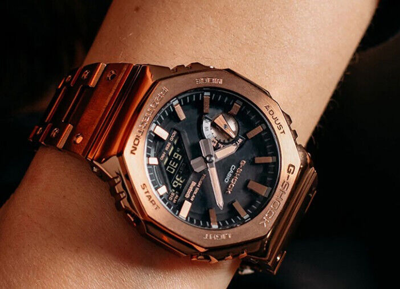 Pre-owned Casio G-shock Gm-b2100gd-5a 200m Wr Wrist Digital Unisex Watch Rose Gold Ak