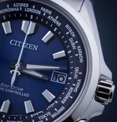 Pre-owned Citizen Cb0220-85l Blue Dial Radio Controlled World Time Men's Eco-drive Watch