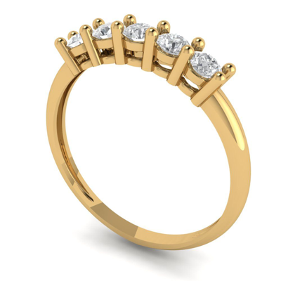 Pre-owned Pucci 0.60ct Round 5-stone Wedding Ring Band 14k Yellow Gold Simulated Diamond In White/colorless