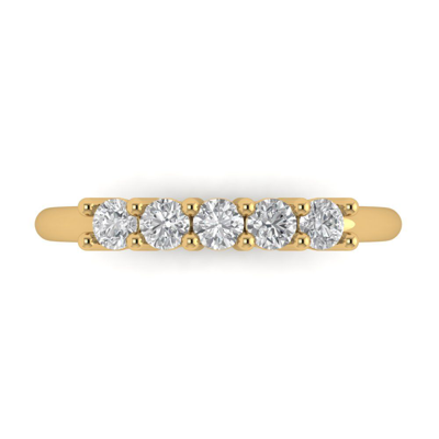 Pre-owned Pucci 0.60ct Round 5-stone Wedding Ring Band 14k Yellow Gold Simulated Diamond In White/colorless