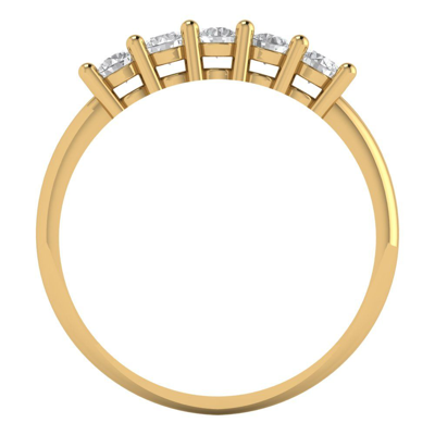 Pre-owned Pucci 0.60ct Round 5-stone Wedding Ring Band 14k Yellow Gold Simulated Diamond In White/colorless