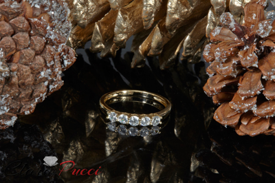 Pre-owned Pucci 0.60ct Round 5-stone Wedding Ring Band 14k Yellow Gold Simulated Diamond In White/colorless
