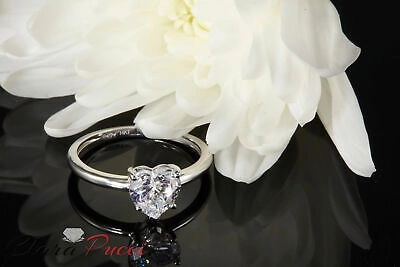 Pre-owned Pucci 1.0ct Heart Shaped Cut Engagement Ring 14k White Gold Simulated Diamond In White/colorless