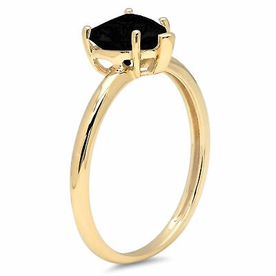 Pre-owned Pucci 1ct Heart Designer Statement Bridal Natural Onyx Ring Solid 14k Yellow Gold