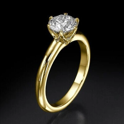 Pre-owned Pucci 2ct Round Designer Statement Bridal Classic Ring 14k Yellow Gold Real Moissanite In White/colorless