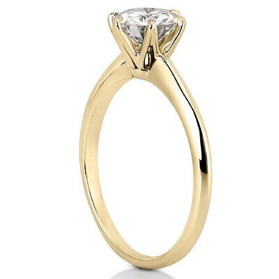 Pre-owned Pucci 2ct Round Designer Statement Bridal Classic Ring 14k Yellow Gold Real Moissanite In White/colorless
