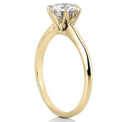 Pre-owned Pucci 2ct Round Designer Statement Bridal Classic Ring 14k Yellow Gold Real Moissanite In White/colorless