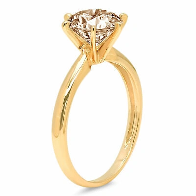 Pre-owned Pucci 2.5 Round Champagne Cz Designer Statement Bridal Classic Ring 14k Yellow Gold