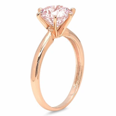 Pre-owned Pucci 2ct Round Cut Vvs1 Pink Cz Designer Statement Bridal Classic Ring 14k Rose Gold