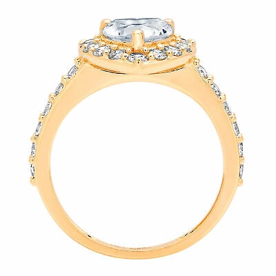 Pre-owned Pucci 2.25 Heart Halo Natural Aquamarine Classic Bridal Statement Ring 14k Yellow Gold In D