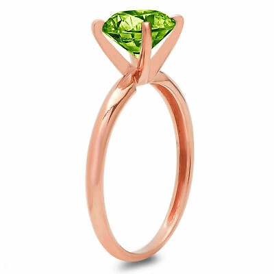 PUCCI Pre-owned 1.0ct Round Cut Designer Statement Bridal Classic Peridot Ring 14k Pink Gold
