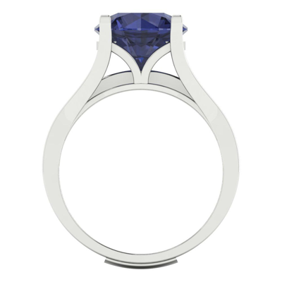 Pre-owned Pucci 2.89 Ct Round Simulated Blue Sapphire Wedding Ring Set Sliding 14k White Gold