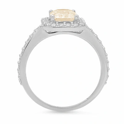 Pre-owned Pucci 2.07 Emerald Halo Natural Morganite Classic Bridal Statement Ring 14k White Gold In D