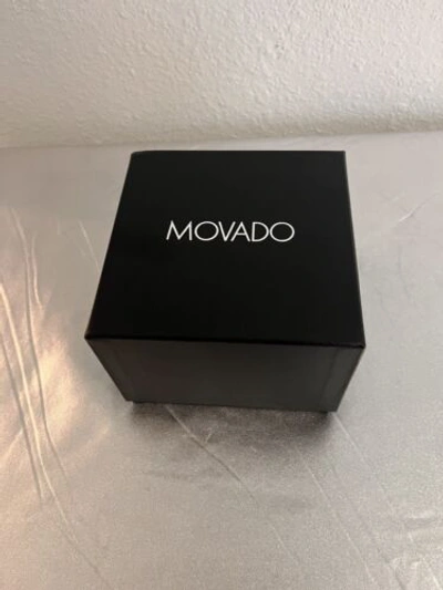 Pre-owned Movado Mens Black Sapphire, Leather Strap Swiss Museum Watch