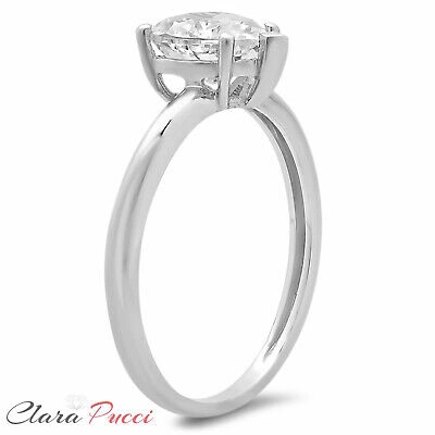 Pre-owned Pucci 1.ct Heart Designer Statement Bridal Classic Ring 14k White Gold Real Moissanite