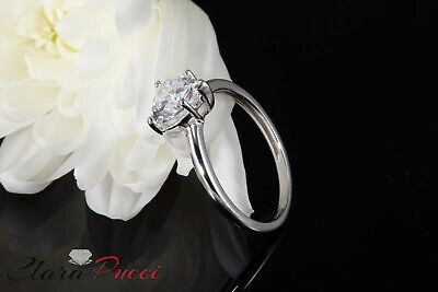 Pre-owned Pucci 1.ct Heart Designer Statement Bridal Classic Ring 14k White Gold Real Moissanite