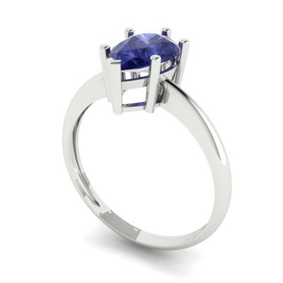 Pre-owned Pucci 2.0ct Pear Designer Statement Bridal Simulated Tanzanite Ring 14k White Gold