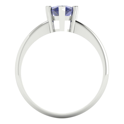 Pre-owned Pucci 2.0ct Pear Designer Statement Bridal Simulated Tanzanite Ring 14k White Gold