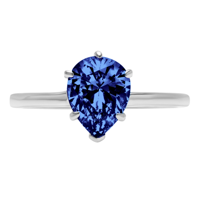 Pre-owned Pucci 2.0ct Pear Designer Statement Bridal Simulated Tanzanite Ring 14k White Gold