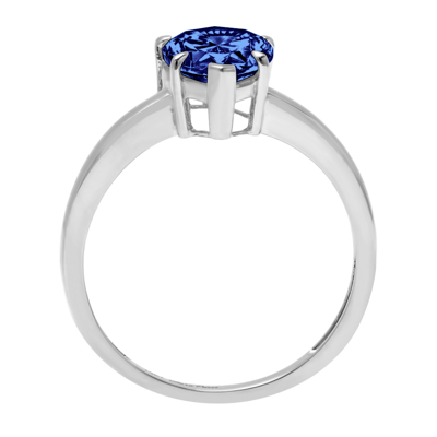 Pre-owned Pucci 2.0ct Pear Designer Statement Bridal Simulated Tanzanite Ring 14k White Gold