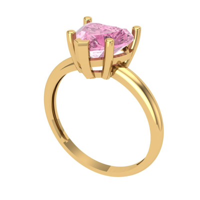 Pre-owned Pucci 2ct Heart Designer Statement Bridal Classic Pink Stone Ring 14k Yellow Gold