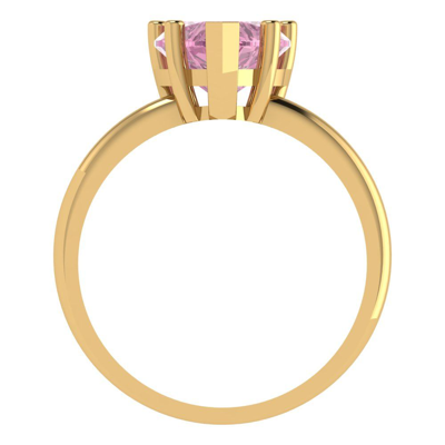 Pre-owned Pucci 2ct Heart Designer Statement Bridal Classic Pink Stone Ring 14k Yellow Gold