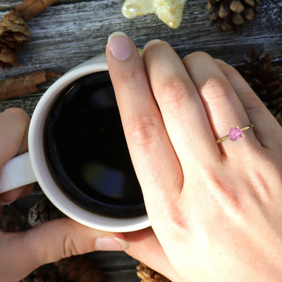 Pre-owned Pucci 2ct Heart Designer Statement Bridal Classic Pink Stone Ring 14k Yellow Gold