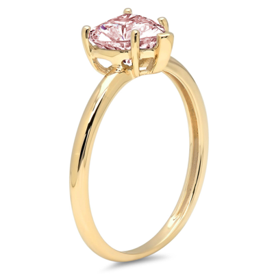 Pre-owned Pucci 2ct Heart Designer Statement Bridal Classic Pink Stone Ring 14k Yellow Gold