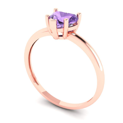 Pre-owned Pucci 1 Ct Heart Cut Designer Statement Bridal Classic Alexandrite Ring 14k Pink Gold In Purple