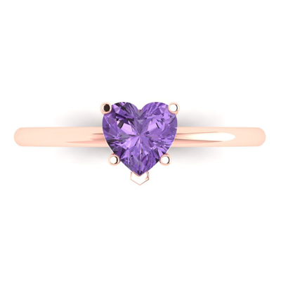 Pre-owned Pucci 1 Ct Heart Cut Designer Statement Bridal Classic Alexandrite Ring 14k Pink Gold In Purple