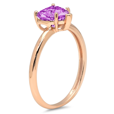 Pre-owned Pucci 1 Ct Heart Cut Designer Statement Bridal Classic Alexandrite Ring 14k Pink Gold In Purple