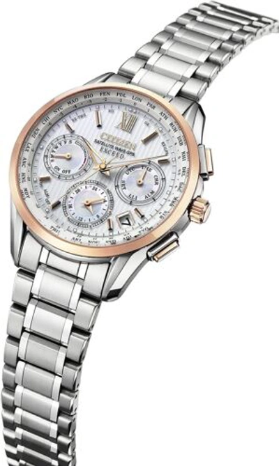 Pre-owned Citizen Exceed Cc4034-57a White Gps Solar Radio Men Watch Box