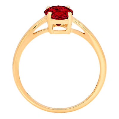 Pre-owned Pucci 1ct Oval Designer Statement Bridal Classic Real Red Garnet Ring 14k Yellow Gold