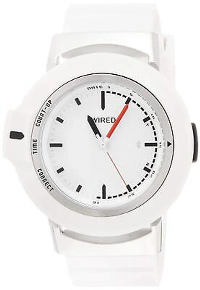 Pre-owned Seiko Wired Ww Smart Watch Agab402 Men's Watch Stopwatch White Nylon Band