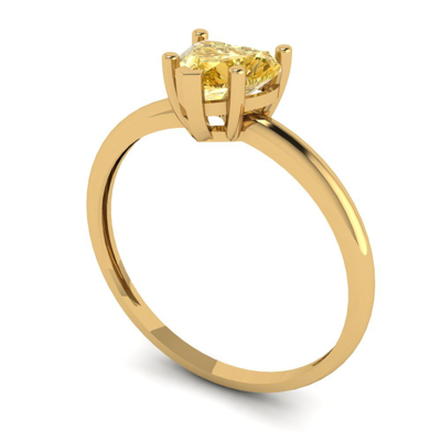 Pre-owned Pucci 1ct Heart Designer Statement Bridal Classic Yellow Stone Ring 14k Yellow Gold