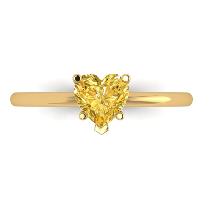 Pre-owned Pucci 1ct Heart Designer Statement Bridal Classic Yellow Stone Ring 14k Yellow Gold