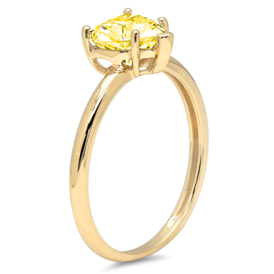 Pre-owned Pucci 1ct Heart Designer Statement Bridal Classic Yellow Stone Ring 14k Yellow Gold