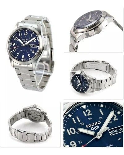 Pre-owned Seiko 5 Automatic Watch 100 Meter Day Date Blue Dial Srpg29j1 (fedex 2 Day)