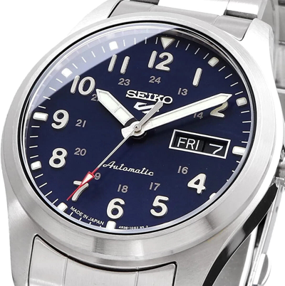 Pre-owned Seiko 5 Automatic Watch 100 Meter Day Date Blue Dial Srpg29j1 (fedex 2 Day)