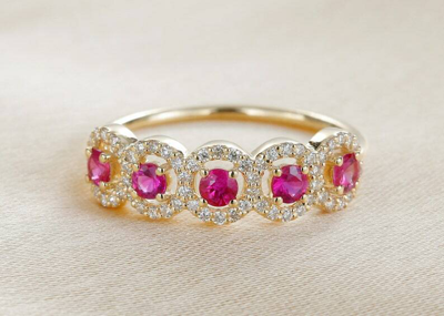 Pre-owned Handmade Natural Ruby Engagement Statement Ring Band In 14k Gold / Genuine Ruby In Red