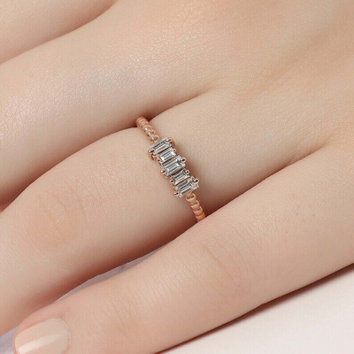 Pre-owned Handmade Simple Gold Ring - Small Diamond Ring - Dainty Gold Ring - Minimal Ring - In White