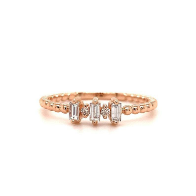 Pre-owned Handmade Simple Gold Ring - Small Diamond Ring - Dainty Gold Ring - Minimal Ring - In White
