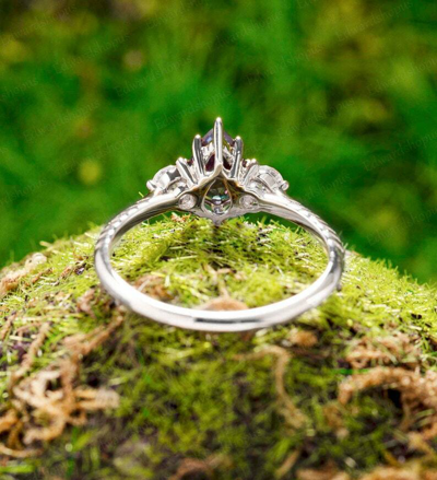 Pre-owned Handmade Pear Shaped Alexandrite Engagement Ring Vintage Women White Gold Engagement Ring In Blue