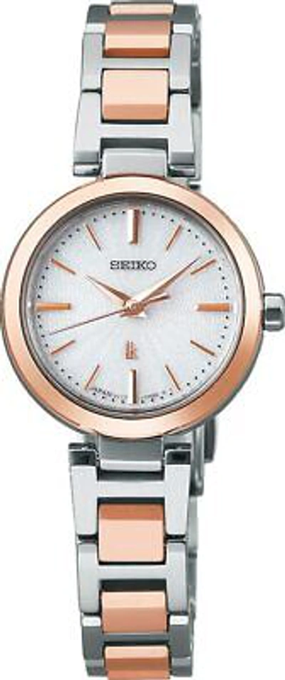 Pre-owned Seiko Ssvr140 Lukia I Collection Solar Woman's Silver & Pink Gold Stainlesssteel