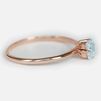 Pre-owned Handmade Square Aquamarine Ring, Aquamarine Ring Women, Aquamarine Gemstone Ring, In White