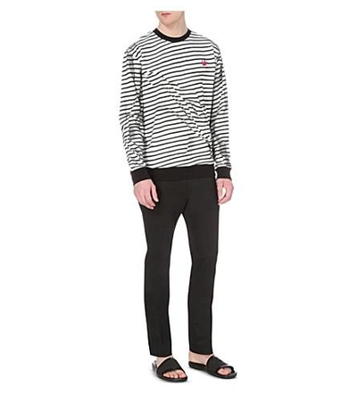 Shop Mcq By Alexander Mcqueen Broken Stripe Cotton Sweatshirt In Stripe White